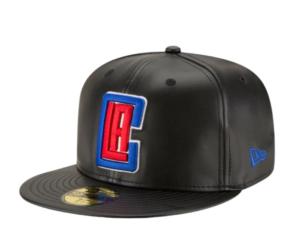New Era 59Fifty Men Los Angeles Clippers Team Faux Leather Fitted Hat Black