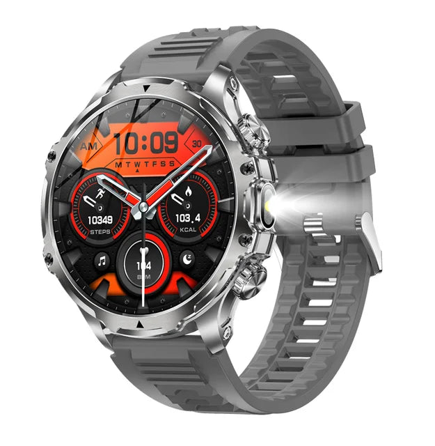 AK75 Smart Watch Flashlight Outdoor Sports Fitness Tracker BT Calling