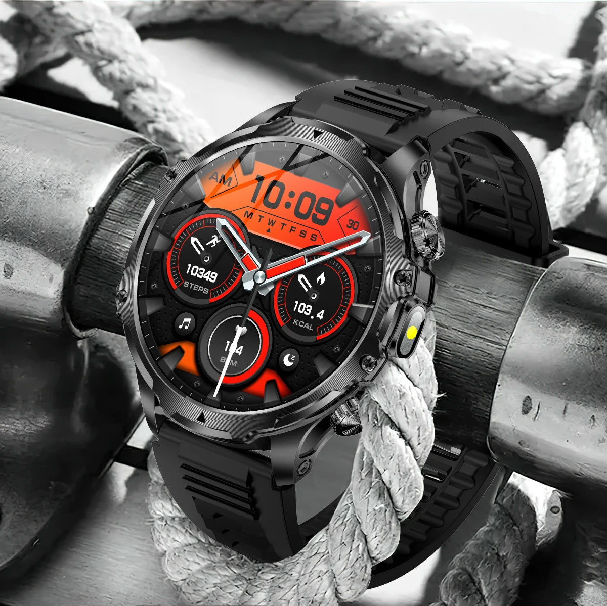 AK75 Smart Watch Flashlight Outdoor Sports Fitness Tracker BT Calling