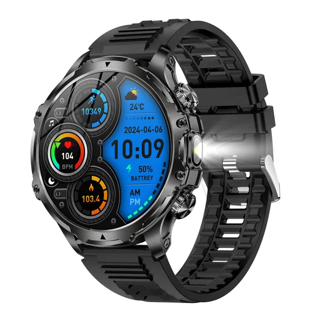 AK75 Smart Watch Flashlight Outdoor Sports Fitness Tracker BT Calling