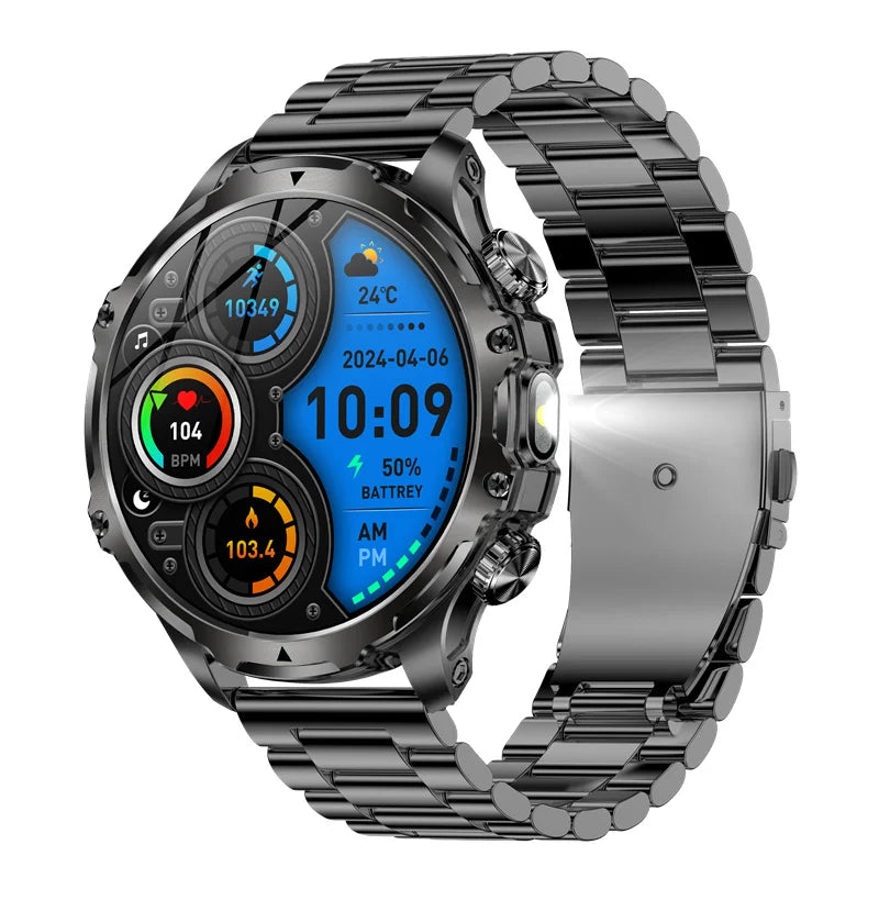 AK75 Smart Watch Flashlight Outdoor Sports Fitness Tracker BT Calling