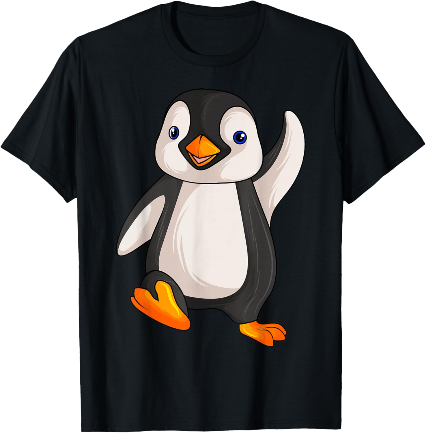 Funny Penguin Apparel Gift Ideas Unisex-Adults Kids Children Birthday Gift Penguin Animal Print T-Shirt Black Small Classic Fit Short Sleeve
