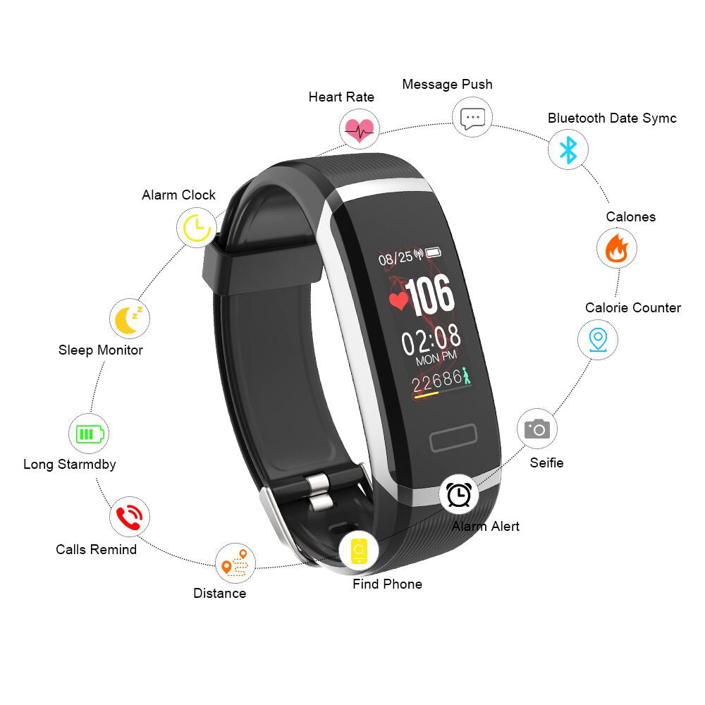 GT101 Waterproof Smart Watch Fitness Tracker Heart Rate Monitor