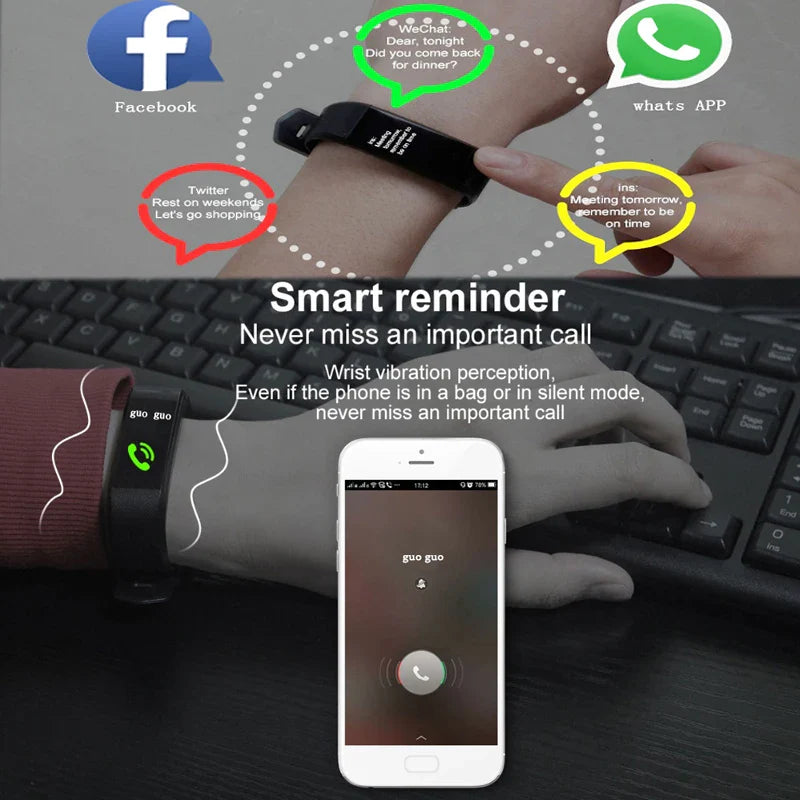 Smart Watch Heart Rate Blood Pressure Fitness Tracker Sport