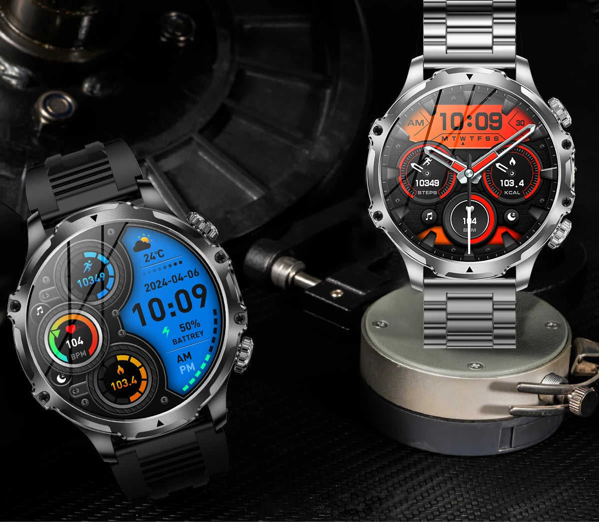 AK75 Smart Watch Flashlight Outdoor Sports Fitness Tracker BT Calling
