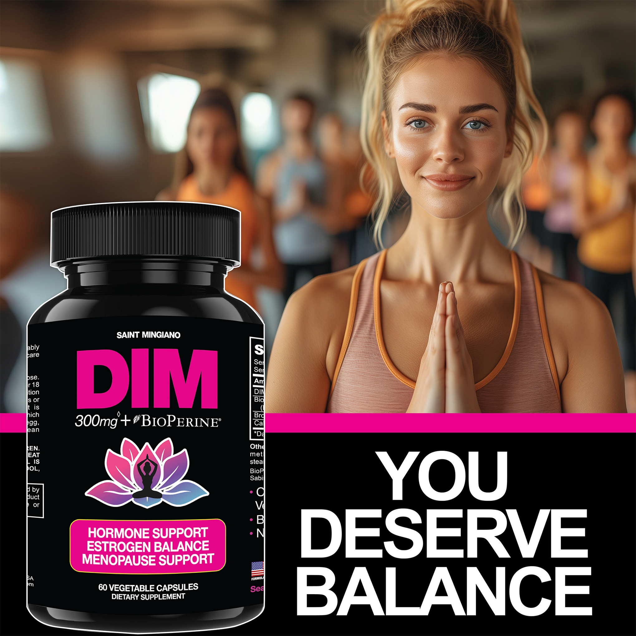 DIM Supplement 300mg Hormone Estrogen Menopause Balance Support