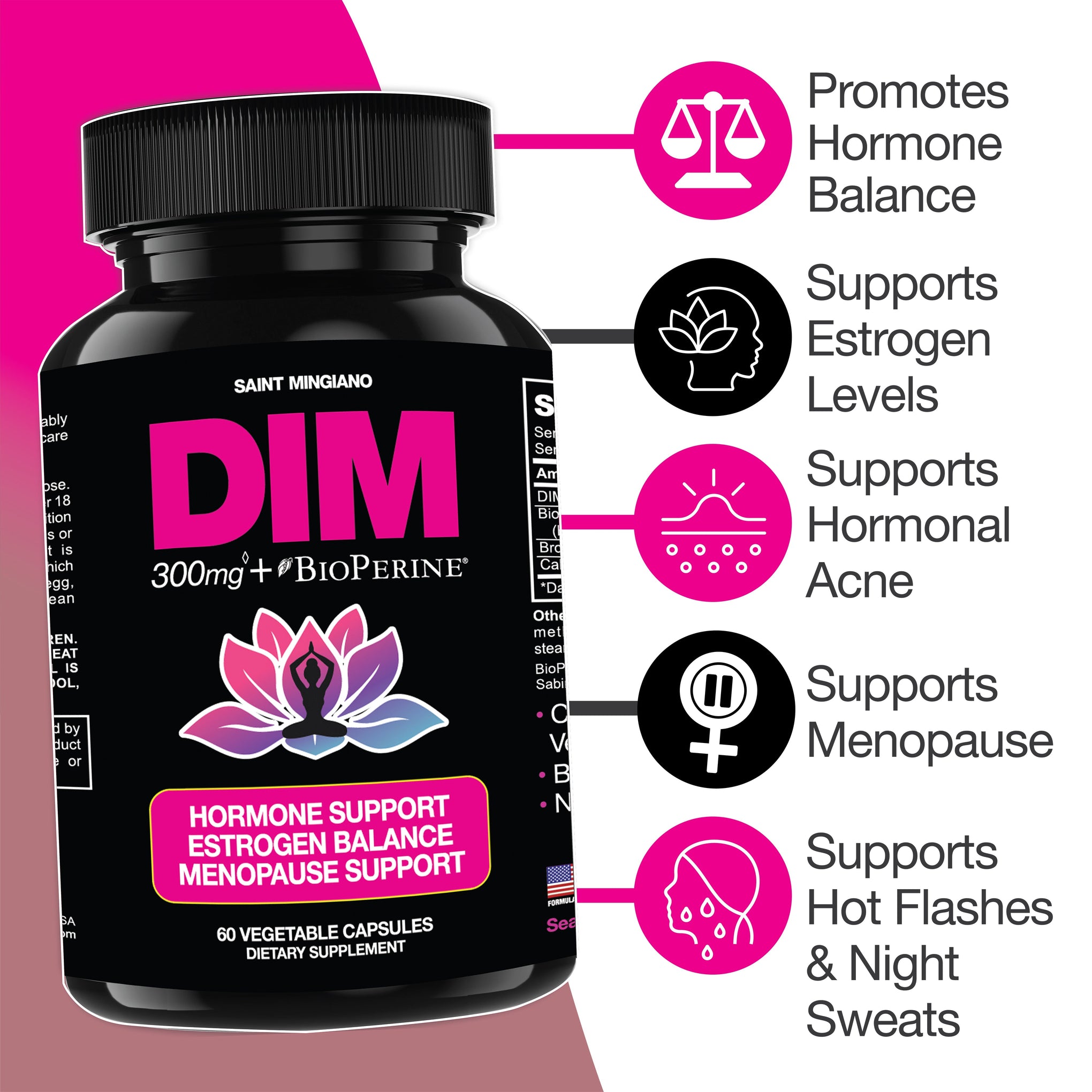 DIM Supplement 300mg Hormone Estrogen Menopause Balance Support
