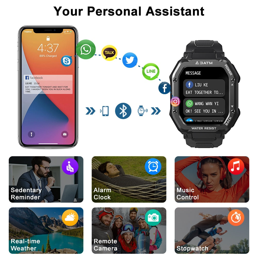 ROCK Rugged Smart Watch Outdoor Waterproof Fitness Tracker