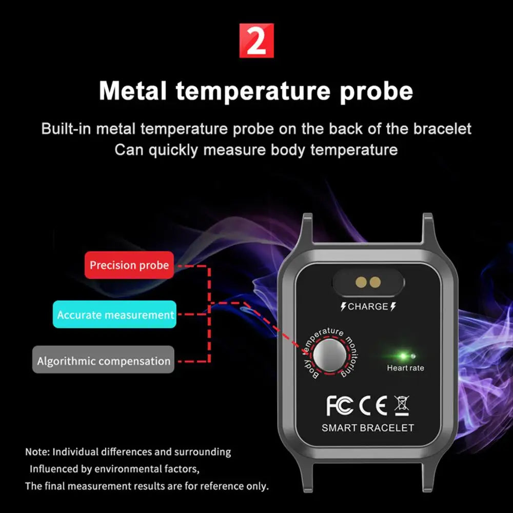 T96 Smart Watch Body Temperature Heart Rate Fitness Tracker