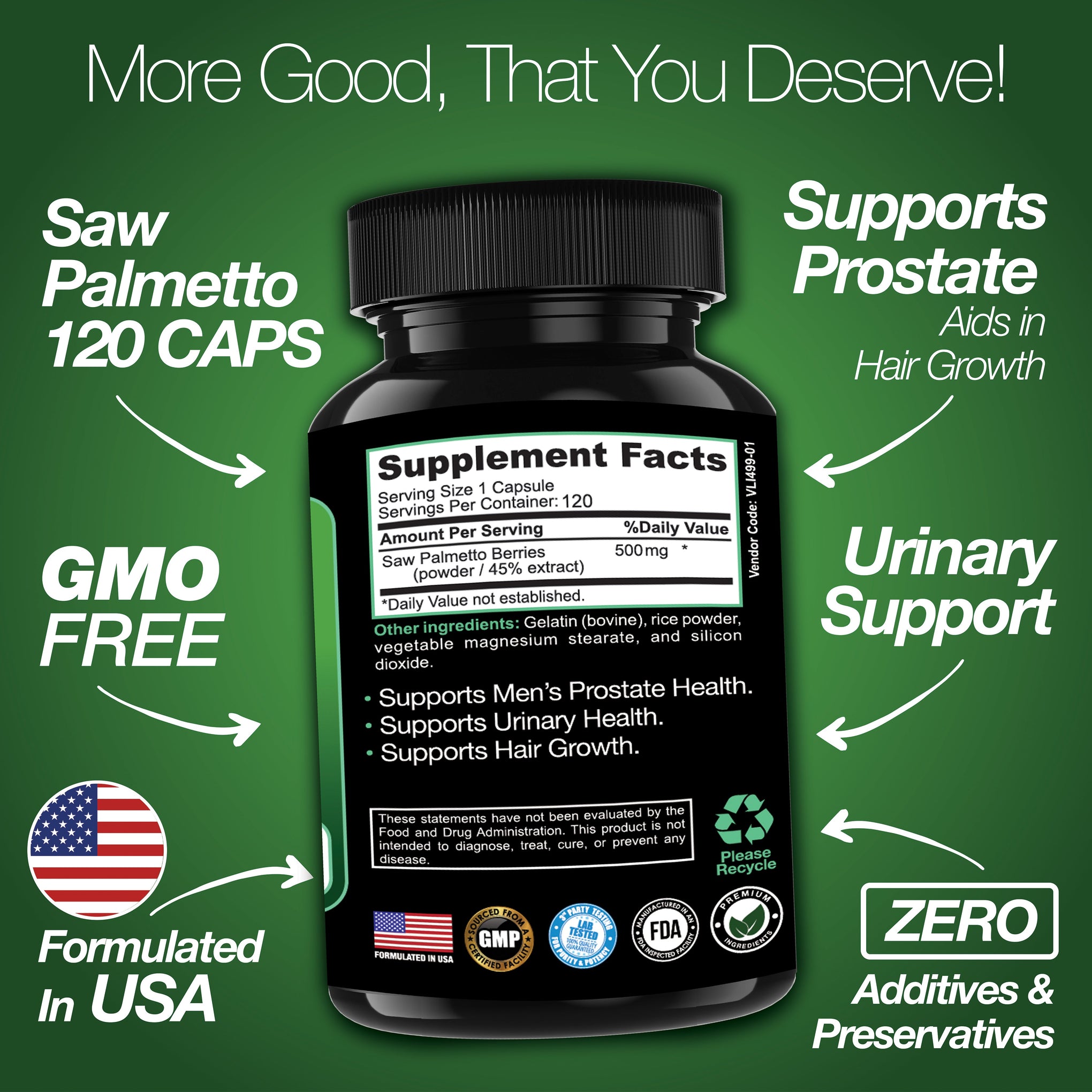Men's Prostate Health Supplement Saw Palmetto Advanced Support Capsules