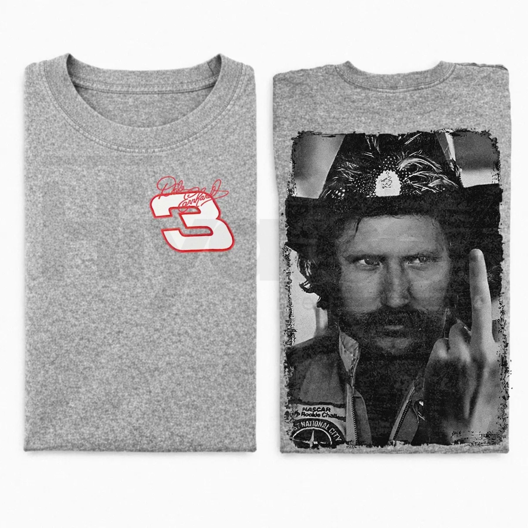 Vintage Racing Rebel Gesture T-Shirt – Retro Motorsport Fan Graphic Tee, Unisex Cotton Shirt