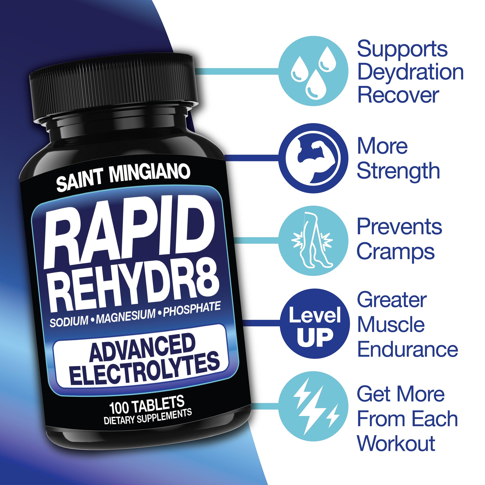 Rapid Rehydr8 Electrolyte Capsules Muscle Endurance Recovery Support Supplement